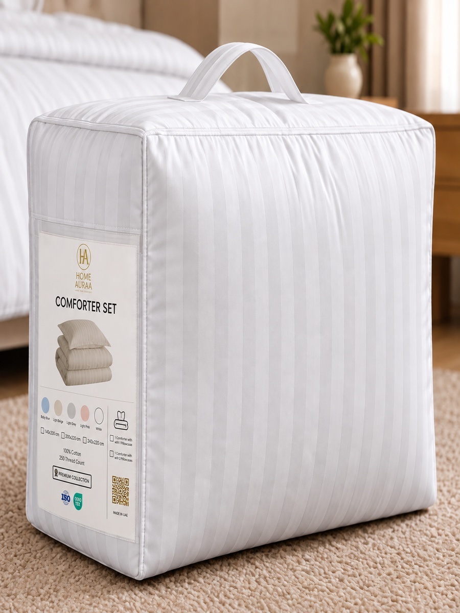 2-Piece Cotton Ease Single Comforter Set 140x200 cm - Grey