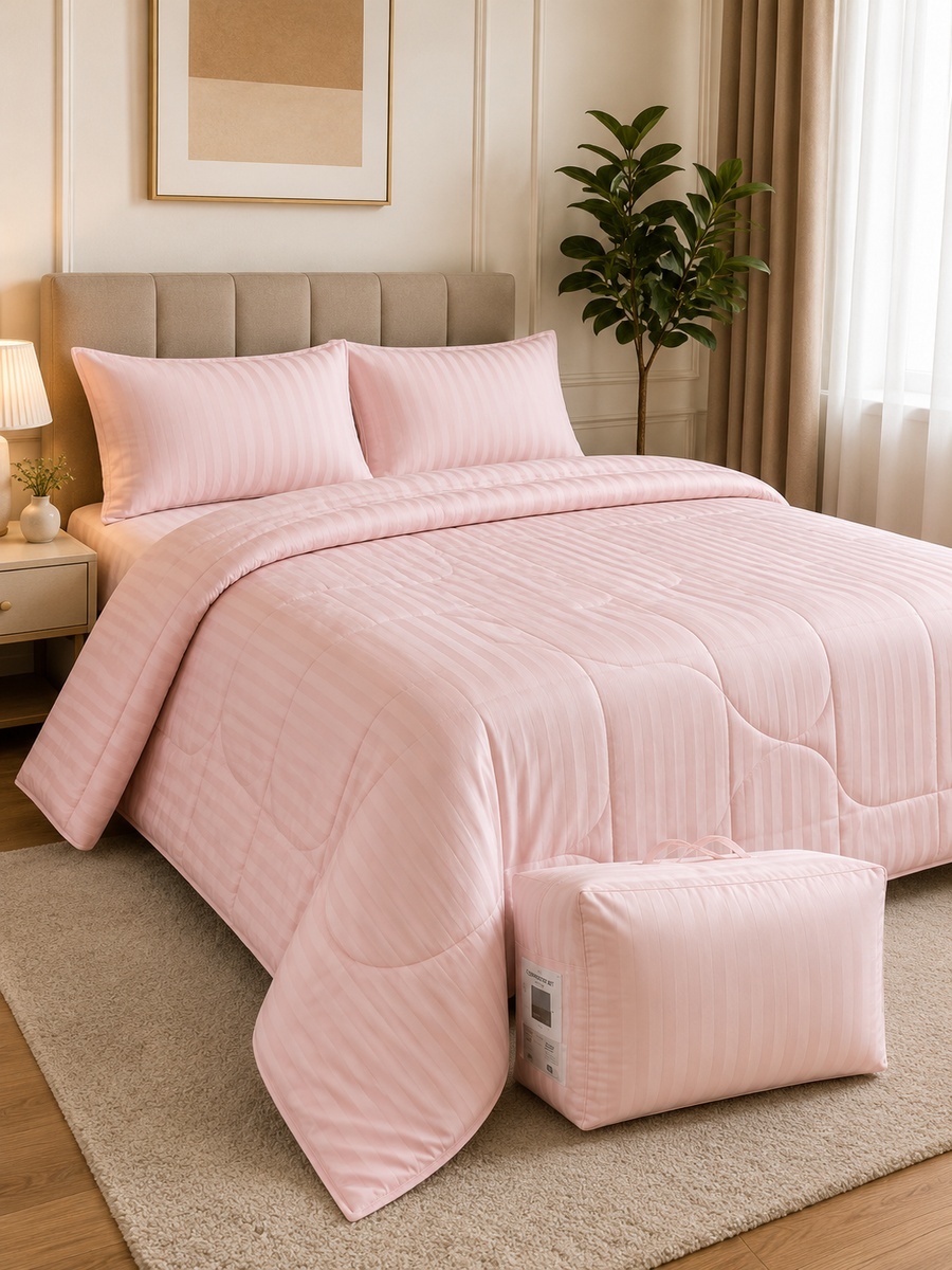 2-Piece Cotton Ease Single Comforter Set 140x200 cm - Blush