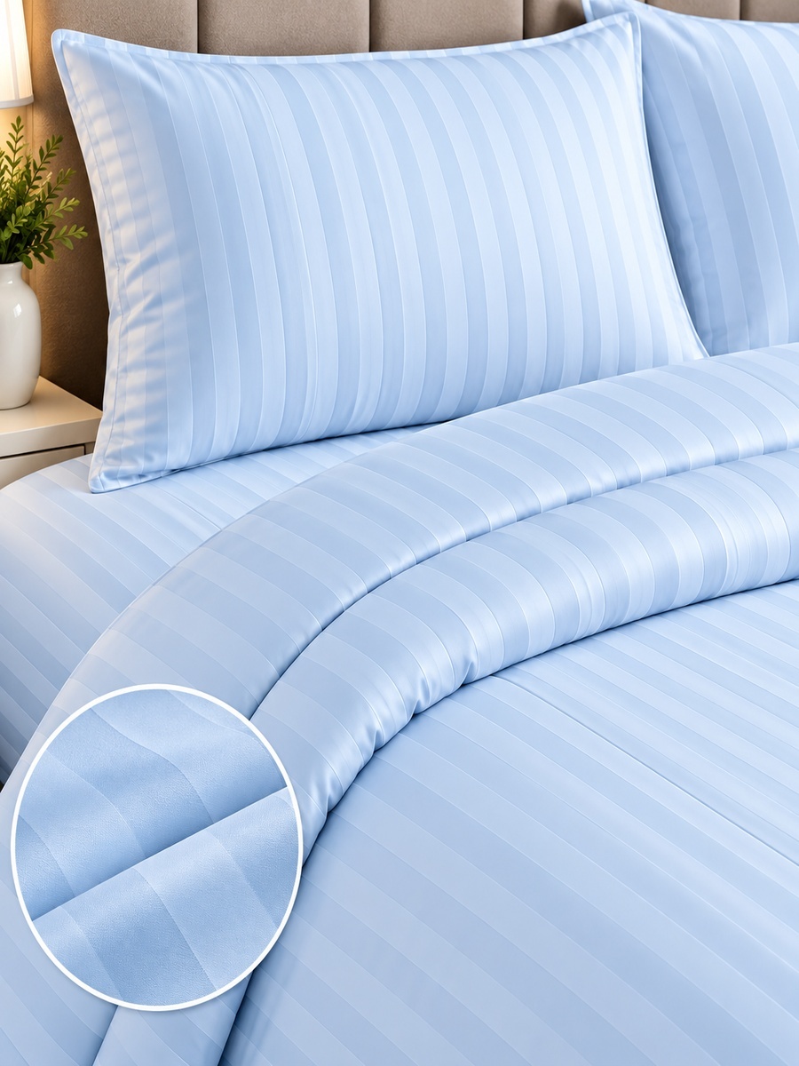 2-Piece Cotton Ease Single Comforter Set 140x200 cm - Light Blue