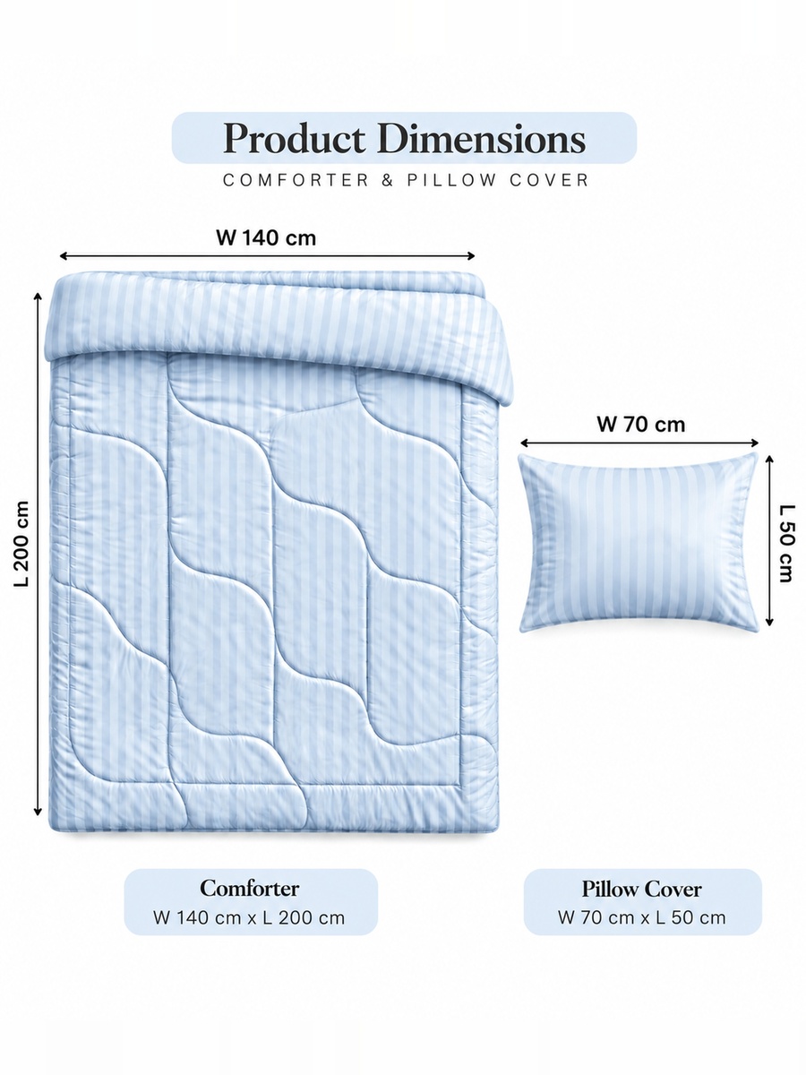 2-Piece Cotton Ease Single Comforter Set 140x200 cm - Light Blue