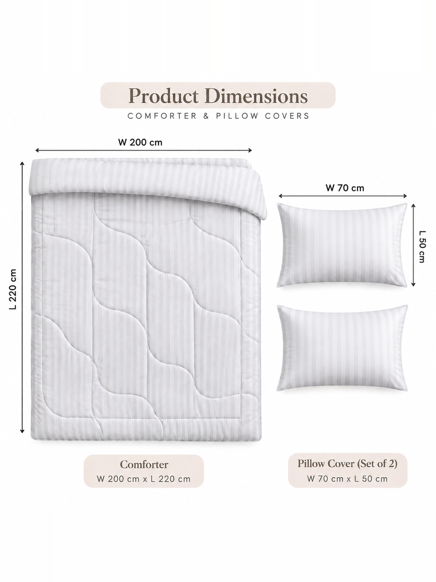 3-Piece Cotton Ease Double Comforter Set 200x220 cm - White