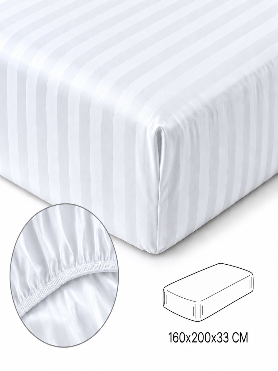 Cotton Ease Fitted Sheet, 160x200x33cm - White