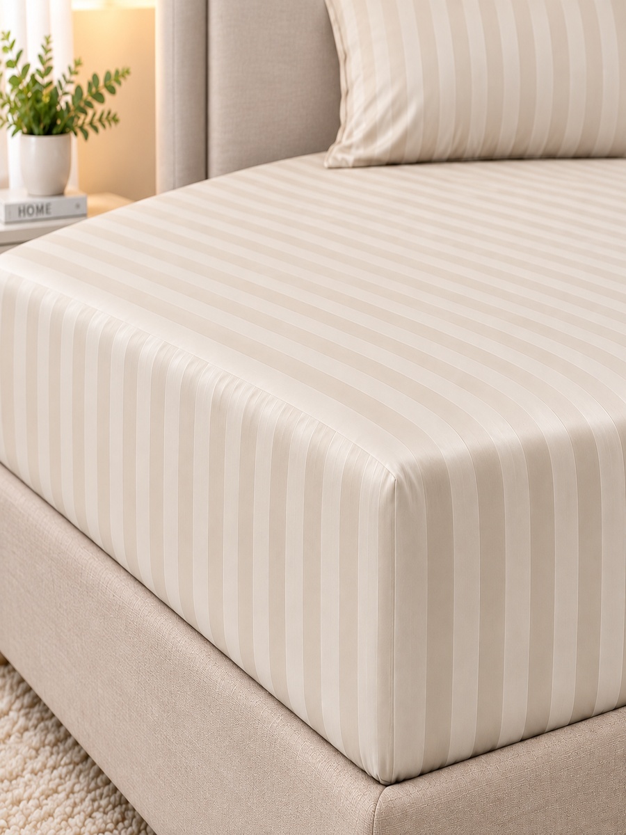 Cotton Ease Fitted Sheet, 120x200x33cm - Beige