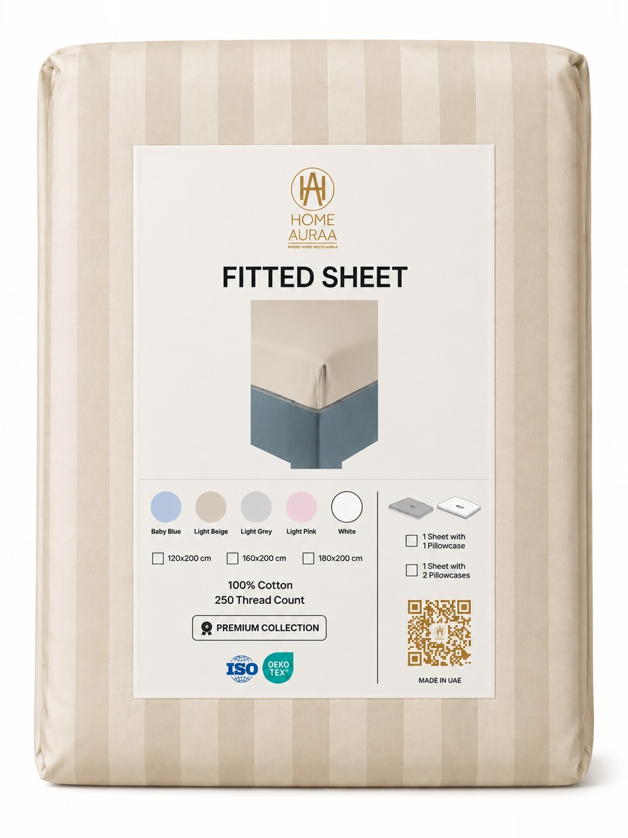 Cotton Ease Fitted Sheet, 120x200x33cm - Beige