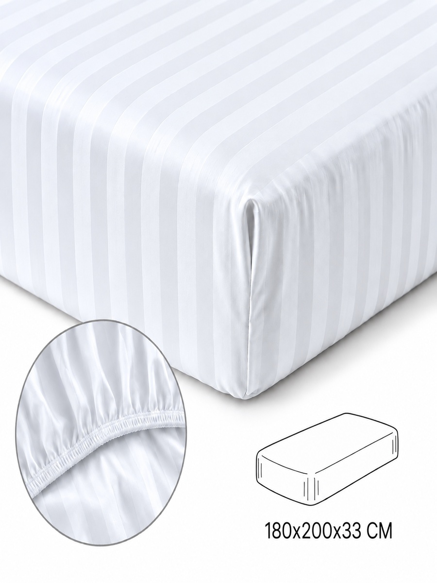 Cotton Ease Fitted Sheet, 180x200x33cm - White