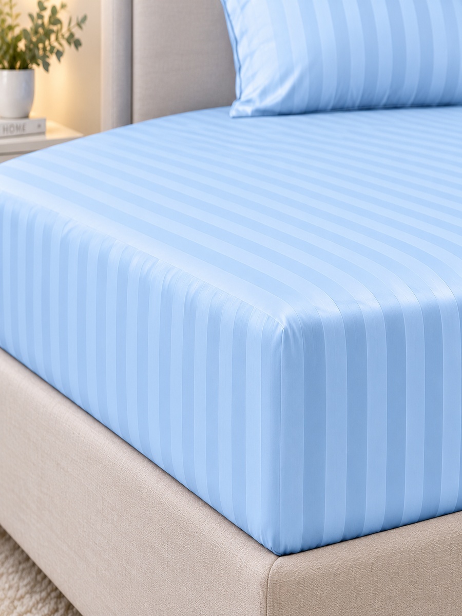 Cotton Ease Fitted Sheet, 120x200x33cm - Light Blue