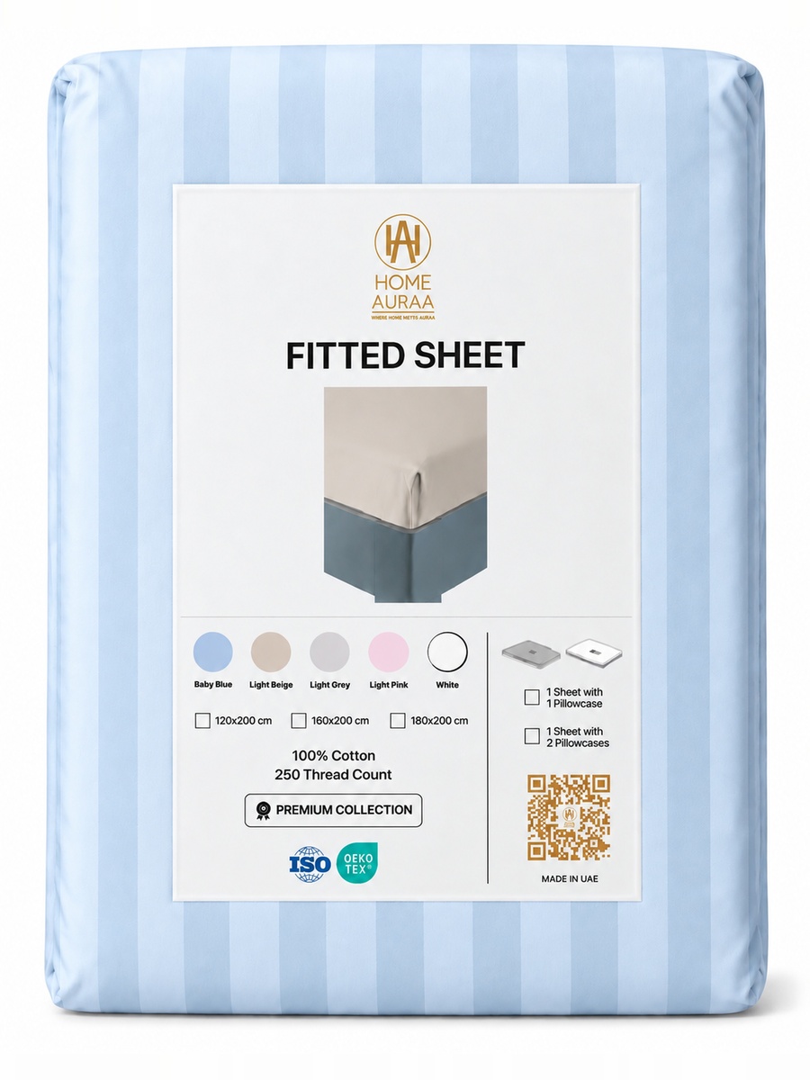 Cotton Ease Fitted Sheet, 120x200x33cm - Light Blue