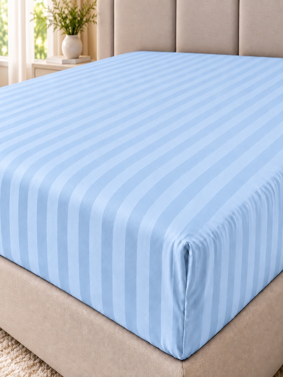 Cotton Ease Fitted Sheet, 120x200x33cm - Light Blue