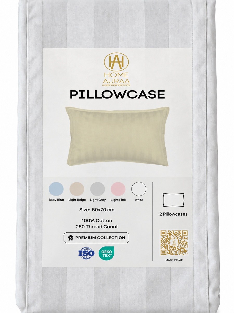 2-Piece Cotton Ease Pillow Case  50x75 cm - Grey