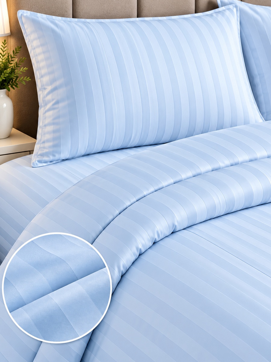 2-Piece Cotton Ease Pillow Case  50x75 cm - Light Blue