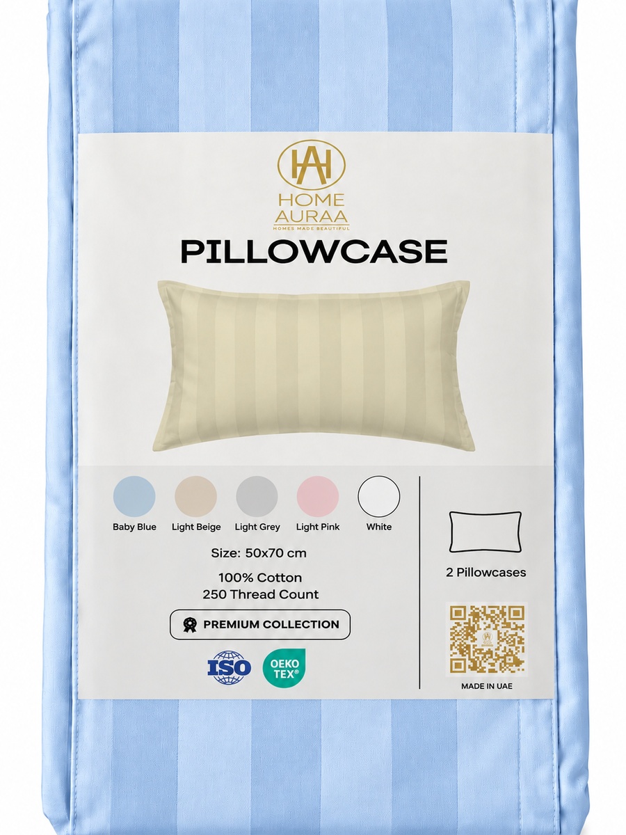 2-Piece Cotton Ease Pillow Case  50x75 cm - Light Blue