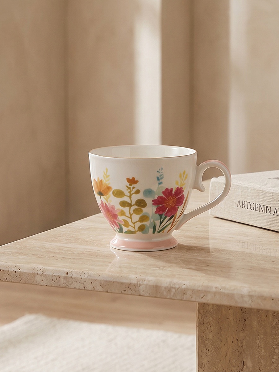 Floral Print New Bone China Mug with Handle - 445 ml