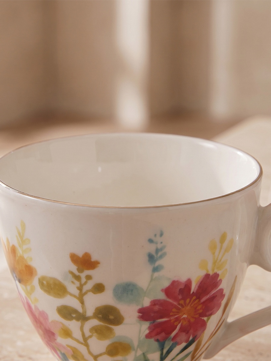 Floral Print New Bone China Mug with Handle - 445 ml
