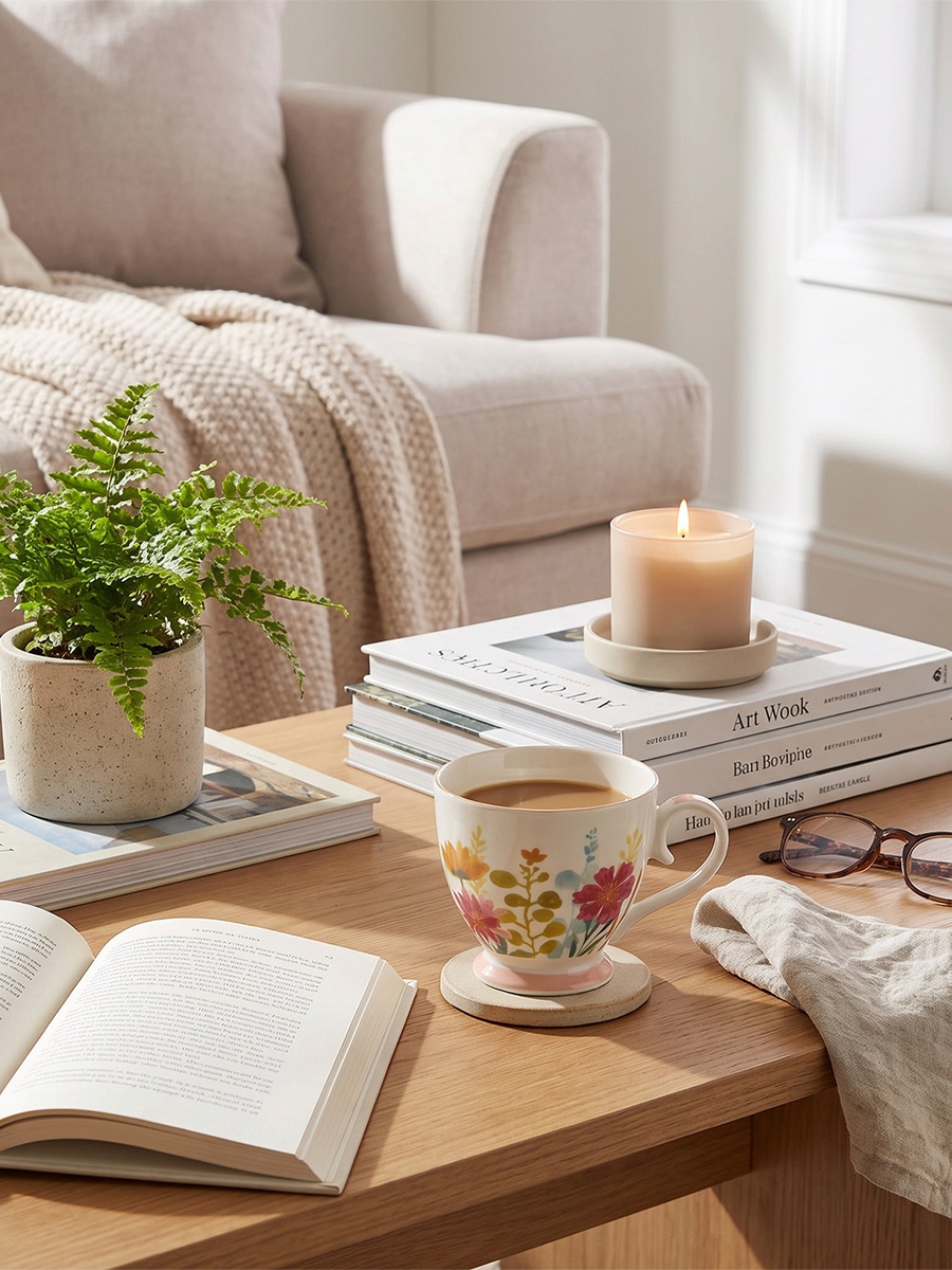Floral Print New Bone China Mug with Handle - 445 ml
