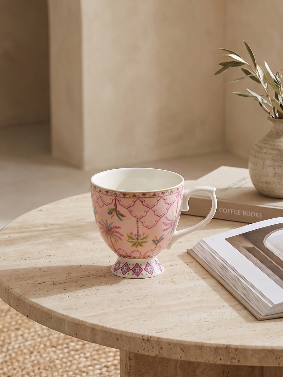 Floral Decal New Bone China Footed Mug - 360 ml