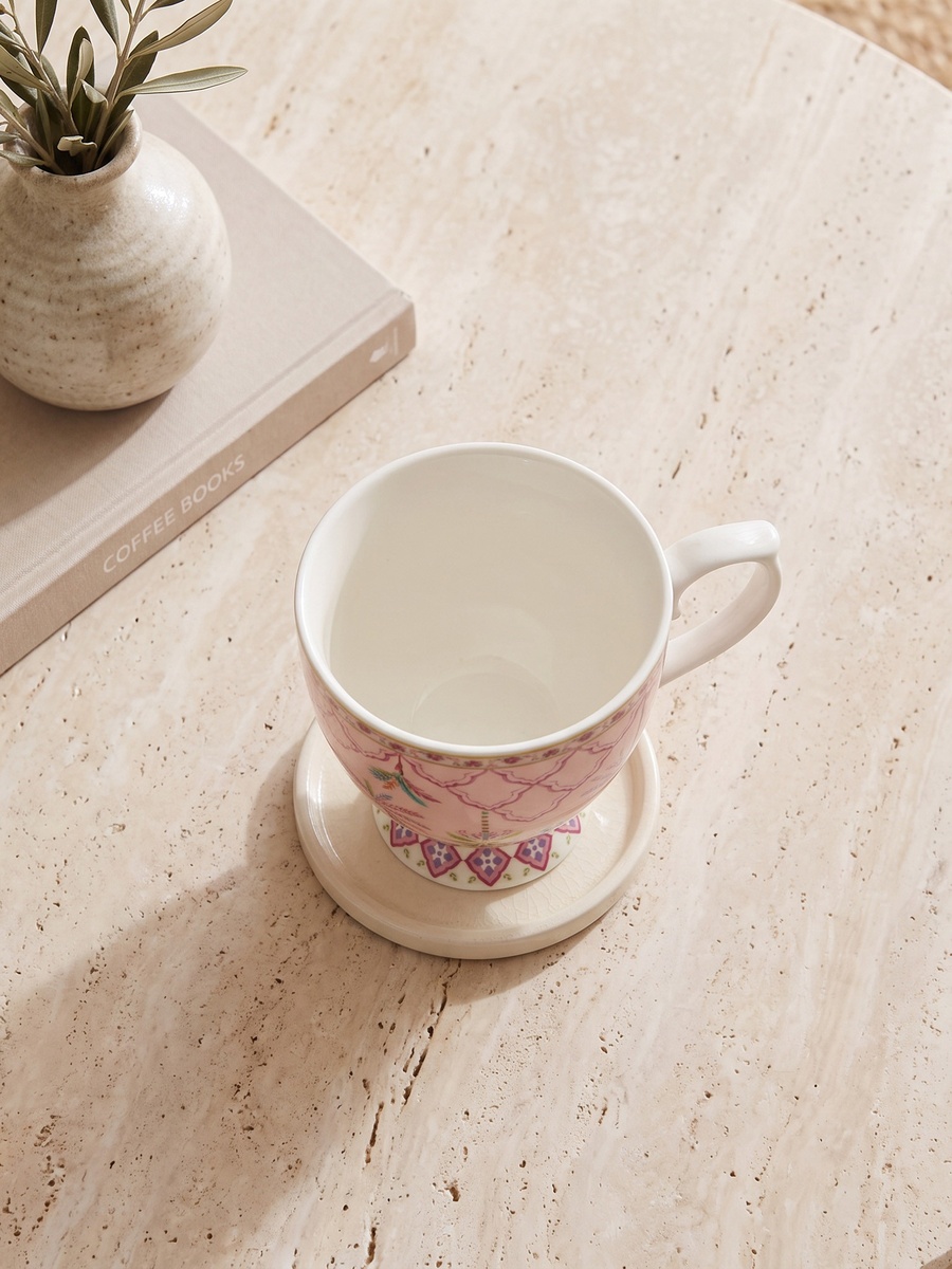Floral Decal New Bone China Footed Mug - 360 ml