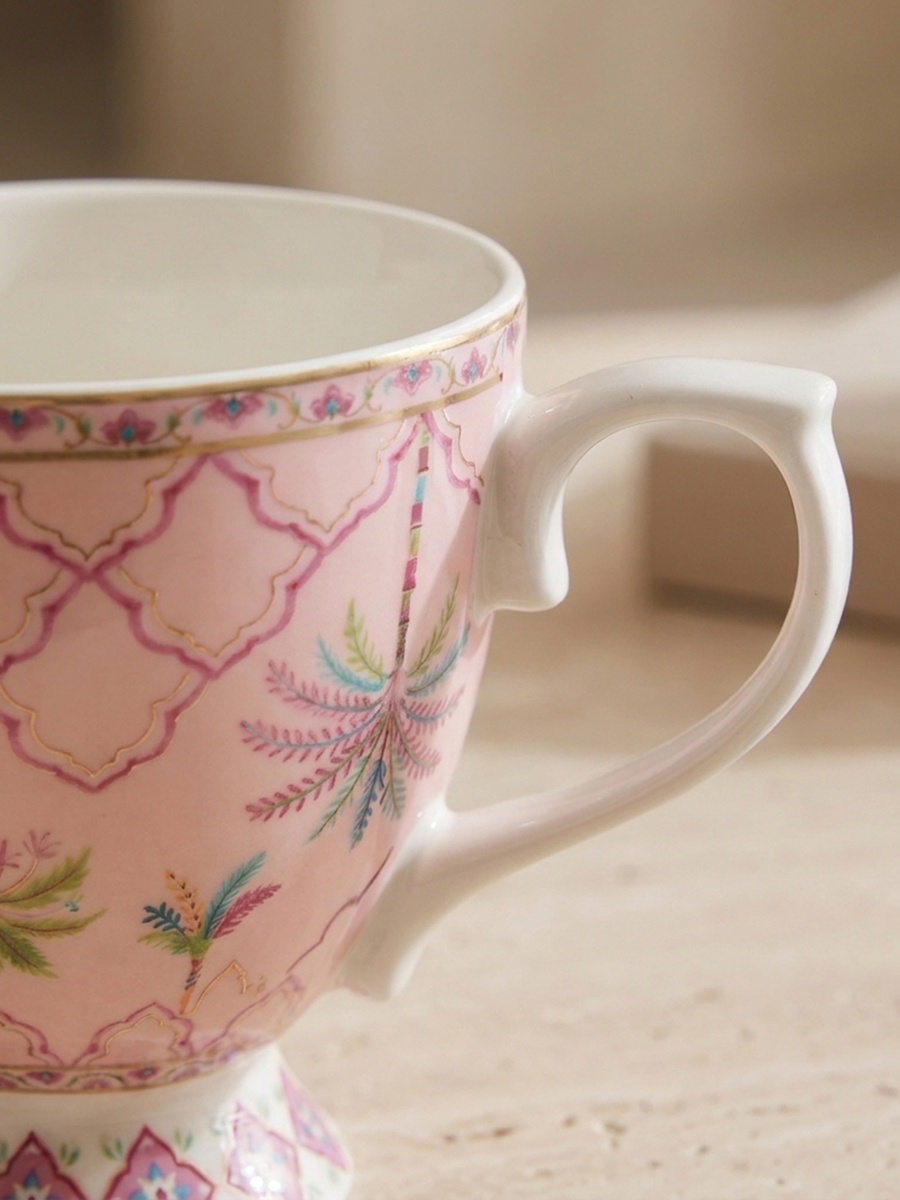 Floral Decal New Bone China Footed Mug - 360 ml