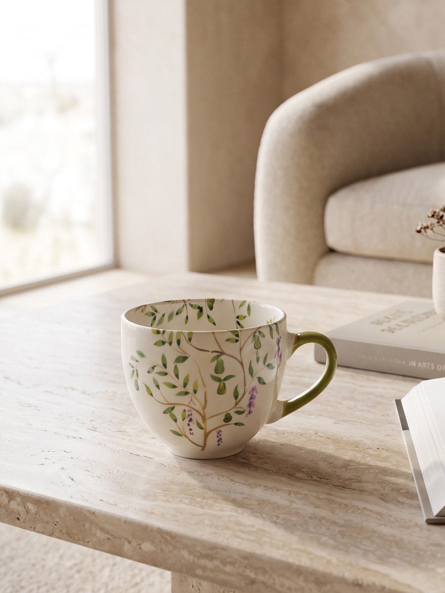 Floral Decal New Bone China Mug - 430 ml