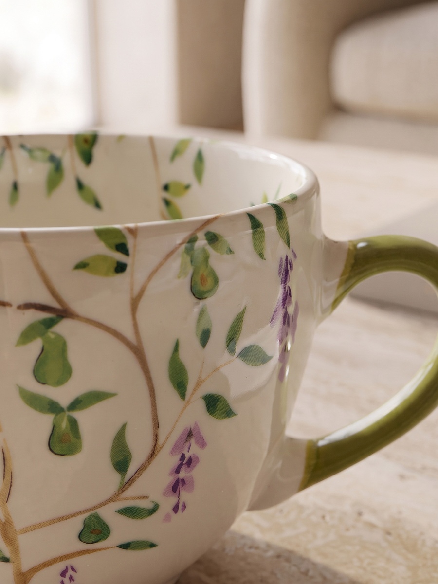 Floral Decal New Bone China Mug - 430 ml
