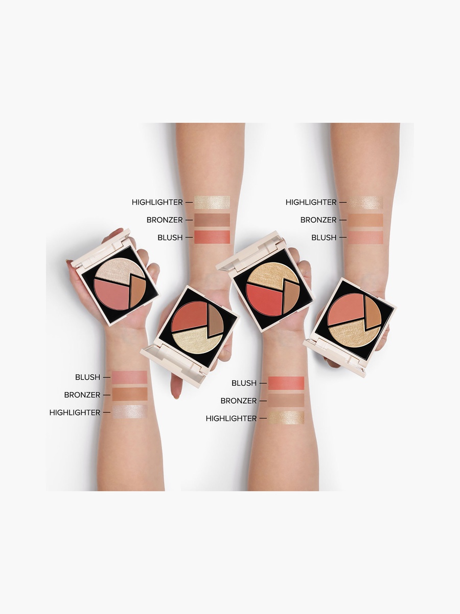 Trio Touch Bronze Blush-Highlight Palette 8.2gm