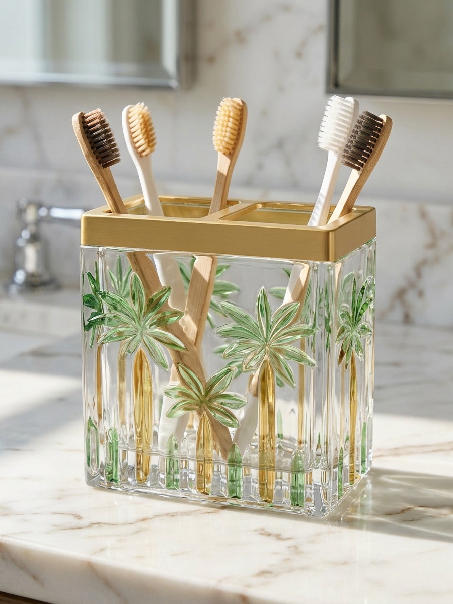 Palm Print Glass Tumbler with Partition