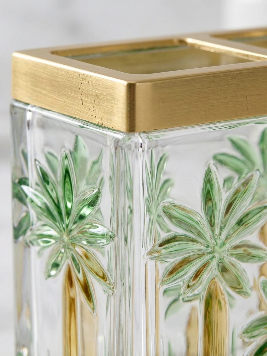 Palm Print Glass Tumbler with Partition