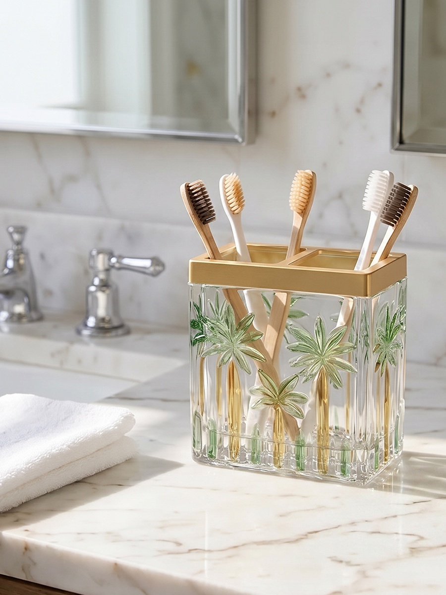 Palm Print Glass Tumbler with Partition