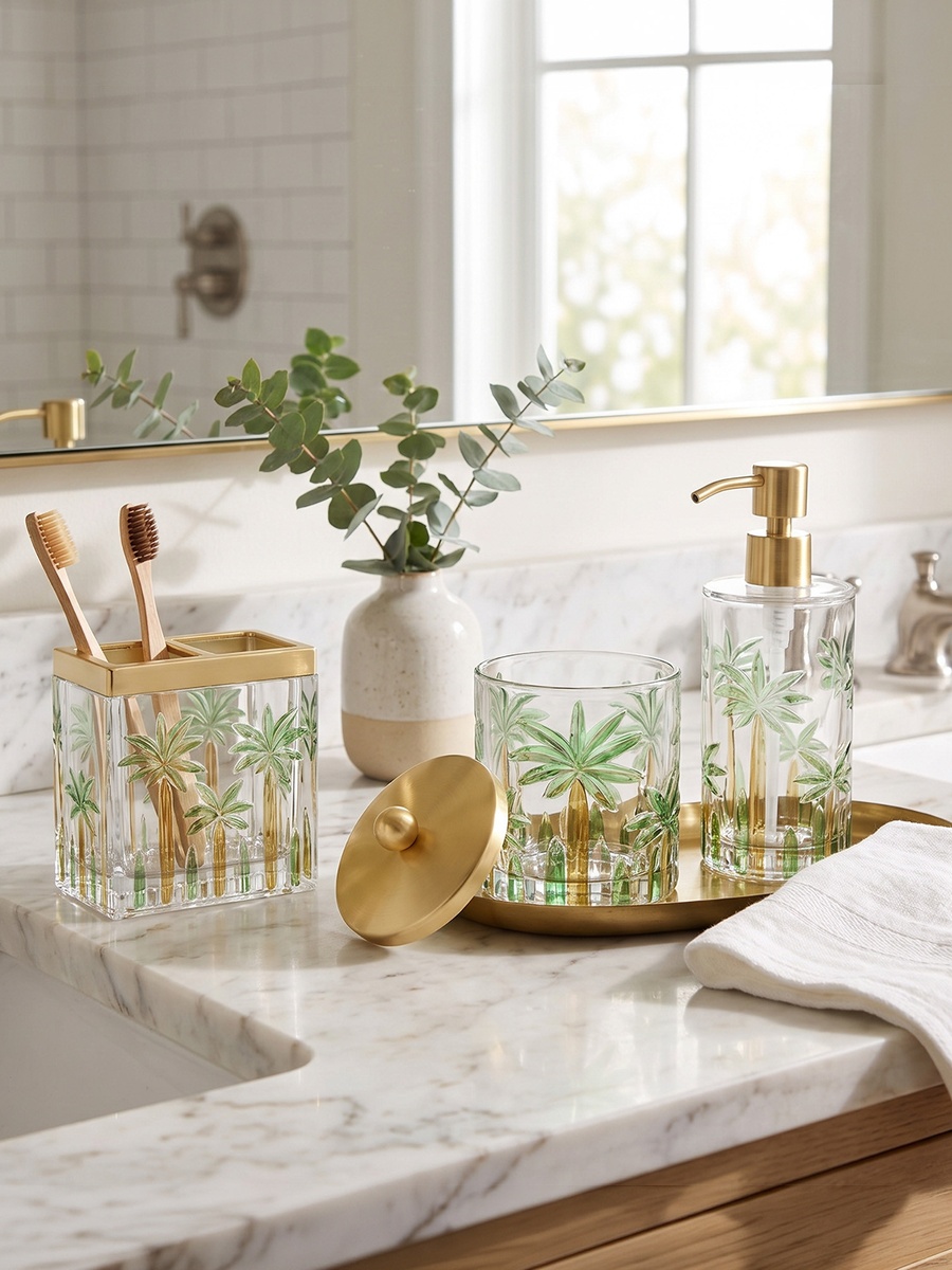 Palm Print Glass Tumbler with Partition