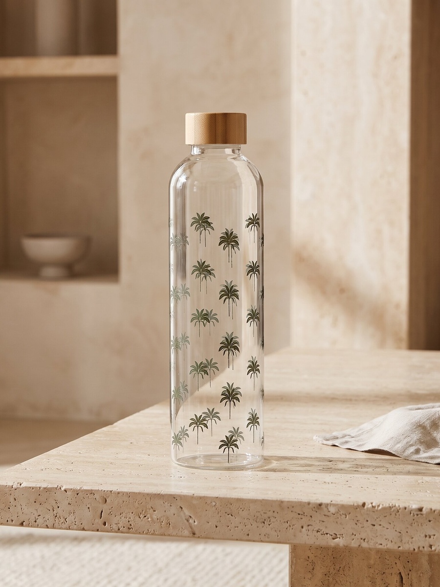 Palm Print Glass Bottle - 1 L