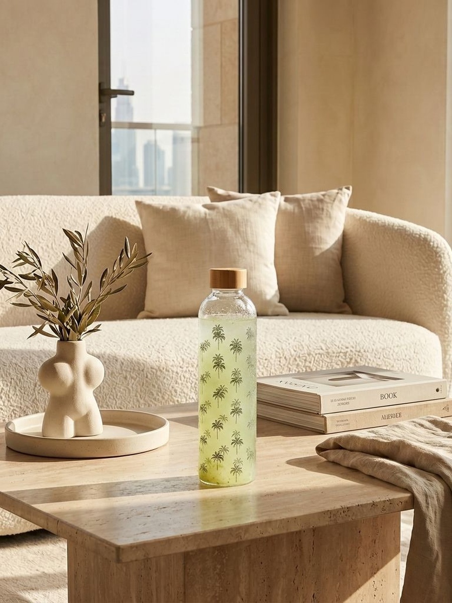 Palm Print Glass Bottle - 1 L