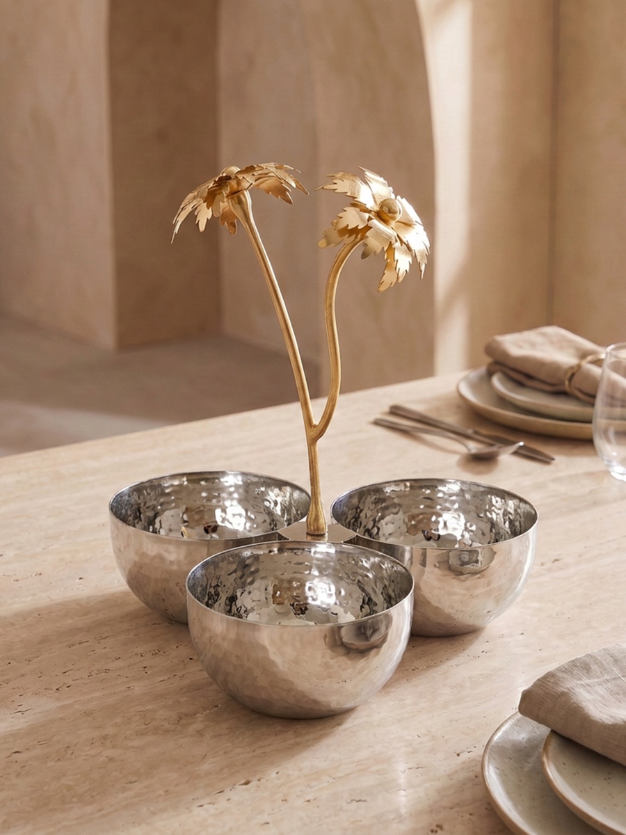 Palm 3-Bowl Condiment Set