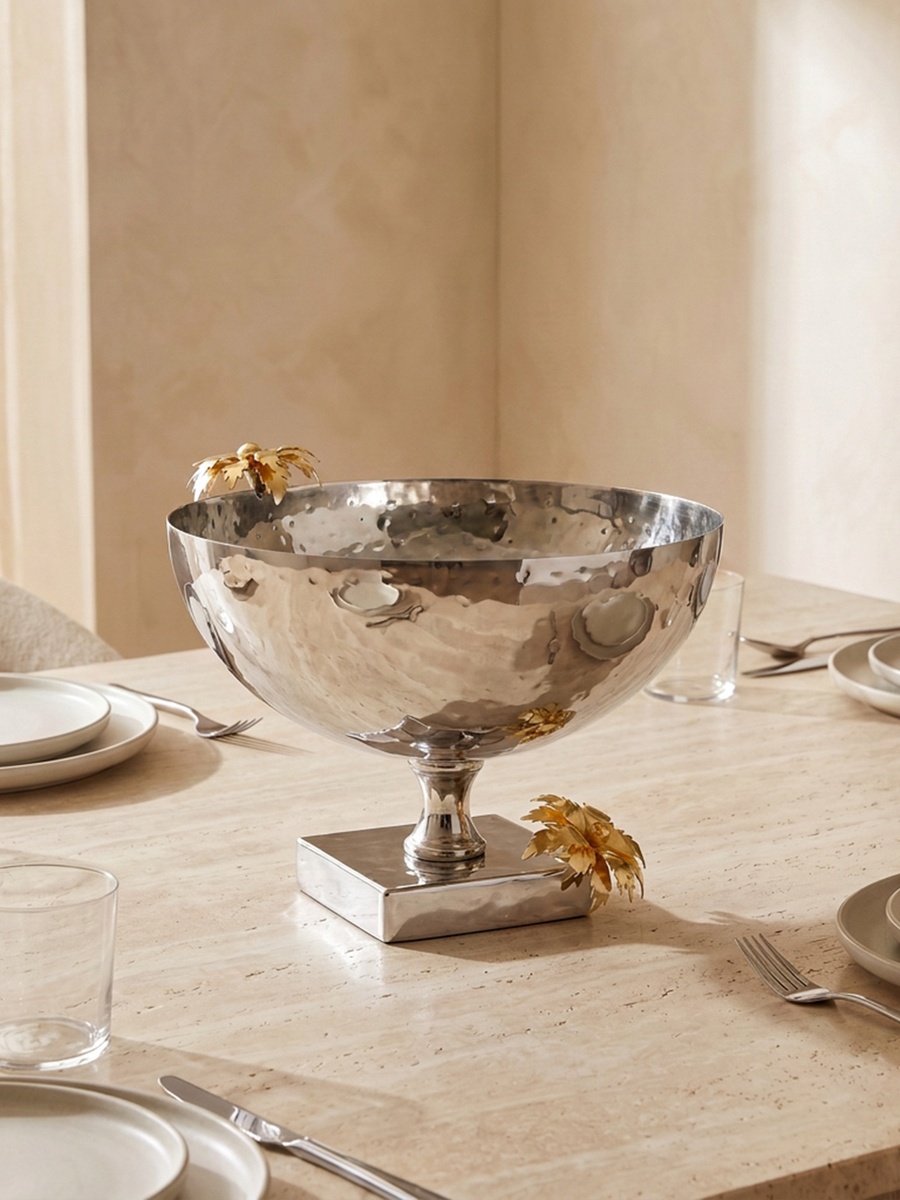Palm Stainless Steel Decorative Bowl