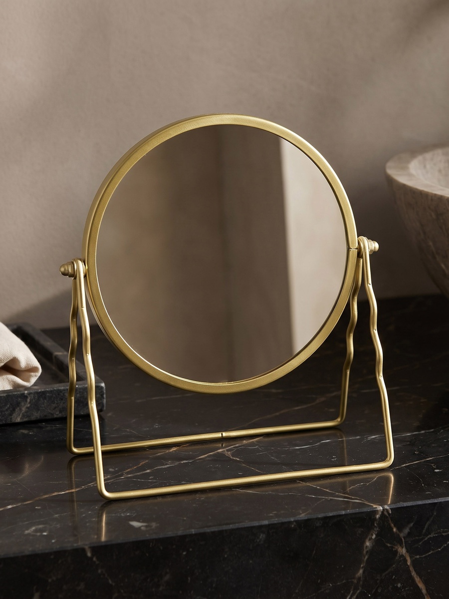Round Table Mirror with Stand - 19x20 cms