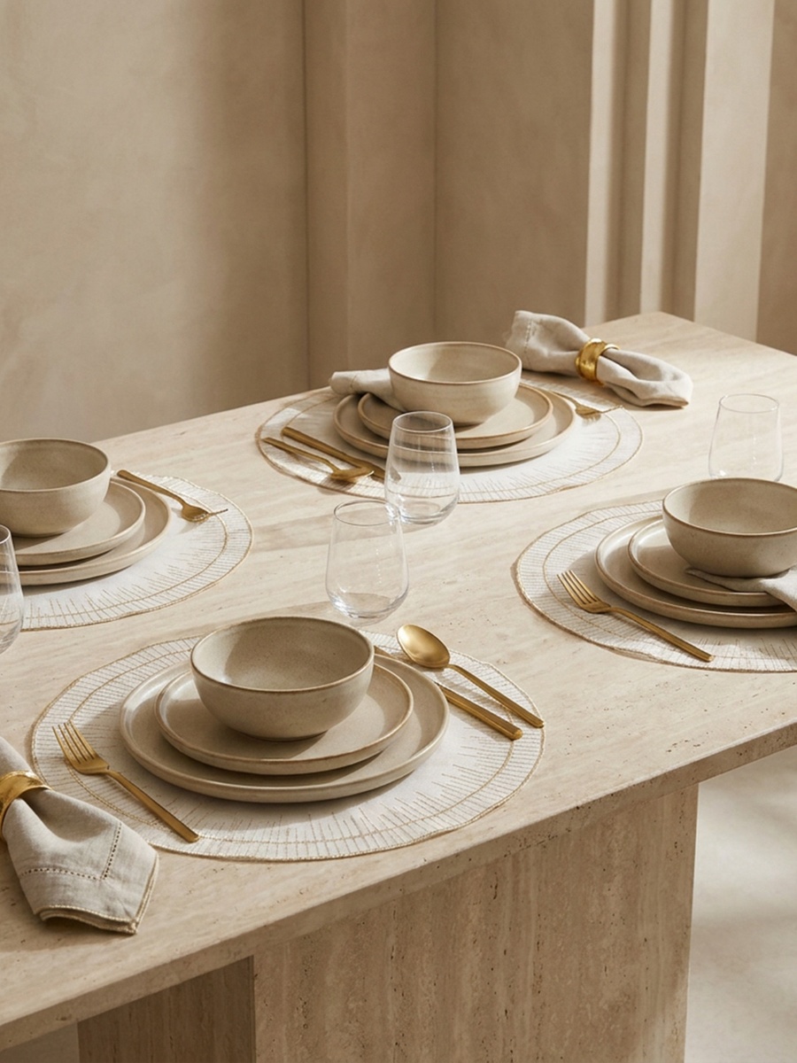 Nehma 4-Piece Embroidered Placemat Set - 38 cms