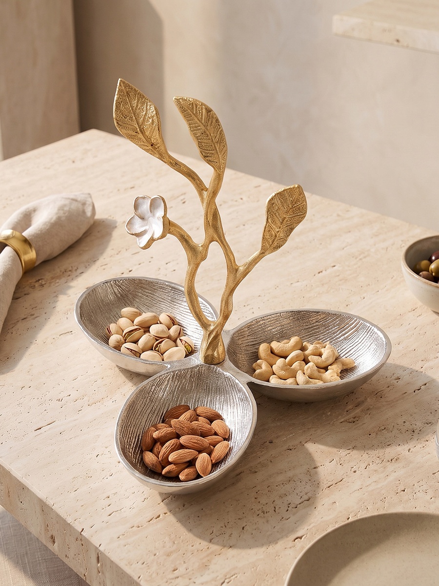 Textured Leaf Nut Bowl - 23 cm