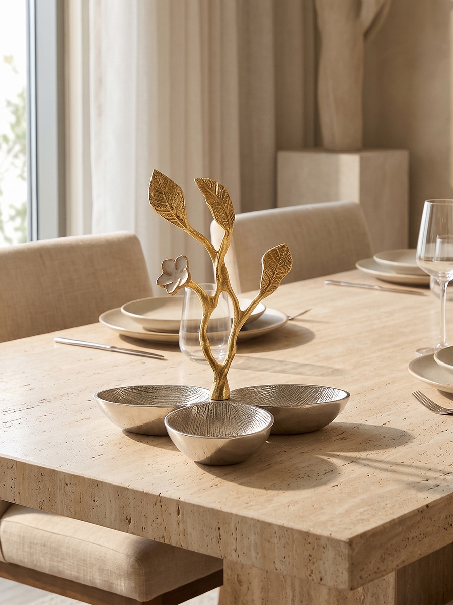 Textured Leaf Nut Bowl - 23 cm