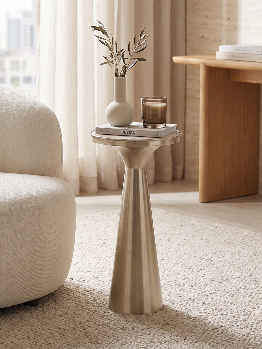 Marble Top Side Table - 54 cms