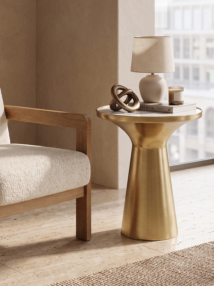 Marble Top Side Table - 51x40x45 cms
