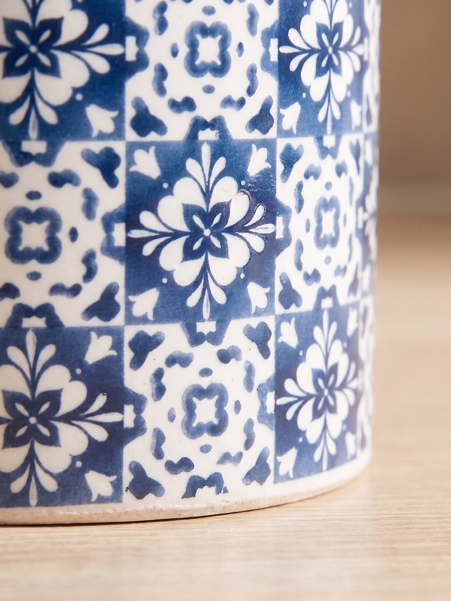 Azari Printed Ceramic Canister with Lid - 600 ml