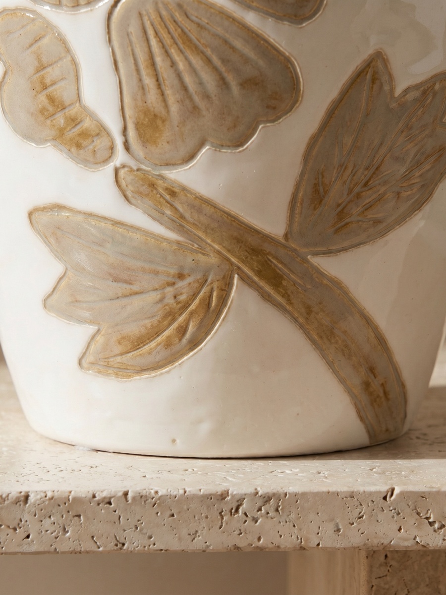 Floral Ceramic Vase - 18 cms