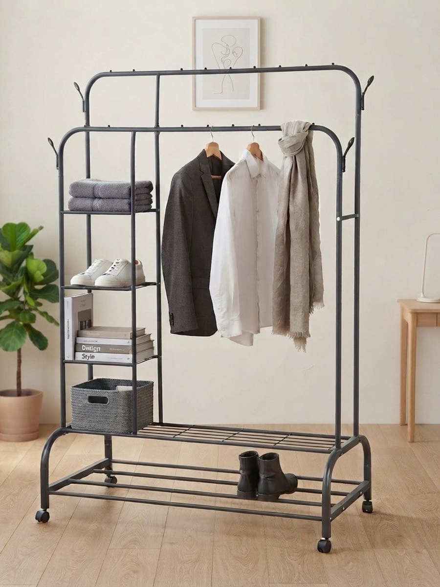 Covara Oxford Clothes Rack with Wheels - 110x55x160 cm