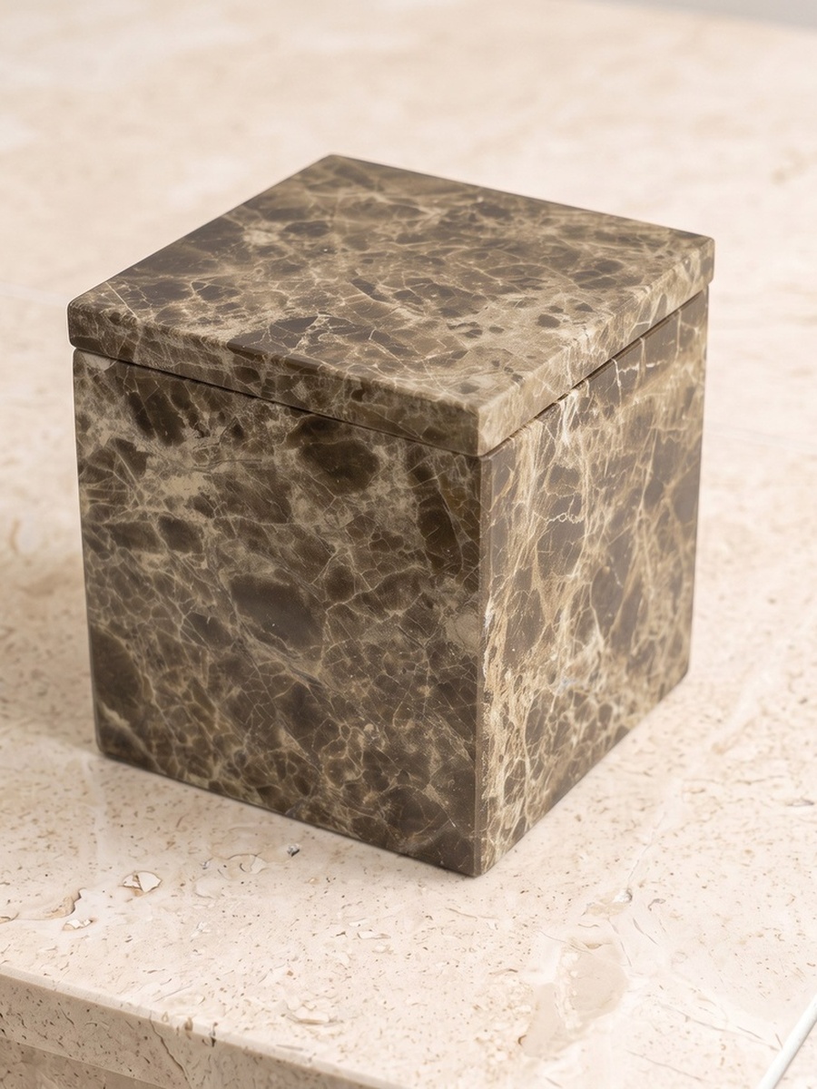 Imperial Marble Cotton Jar - 10.2x10.2x11.4 cm