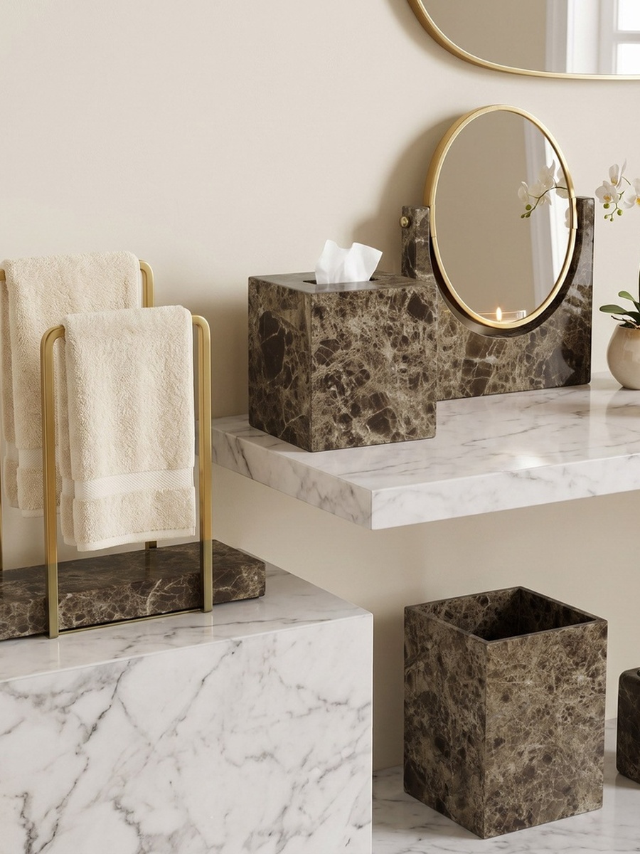 Imperial Marble Tissue Box Cover - 14x14x14.5 cm