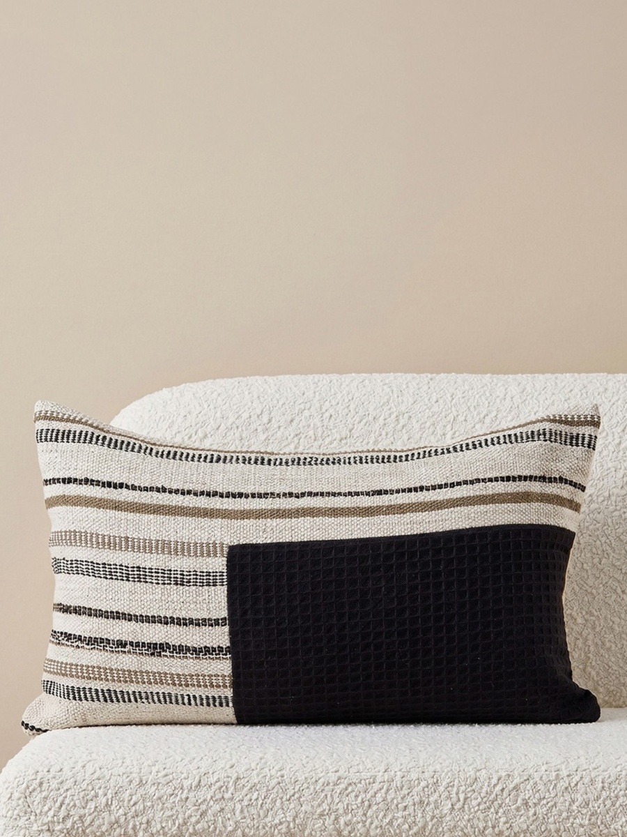 Monochrom Corner Patch Filled Cushion - 30x50 cm