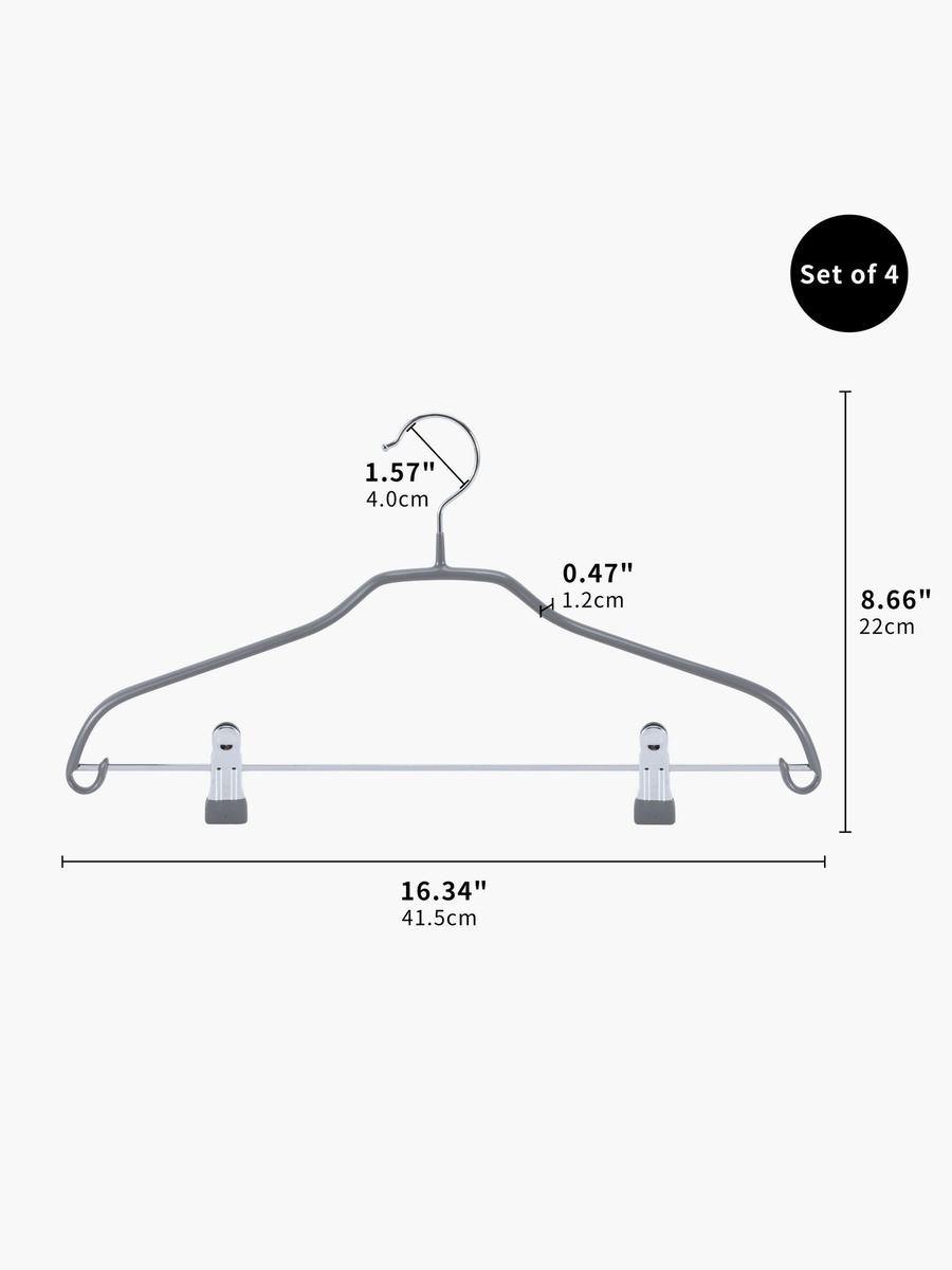 Riza Metal Trouser Hanger with Clips - Set of 4