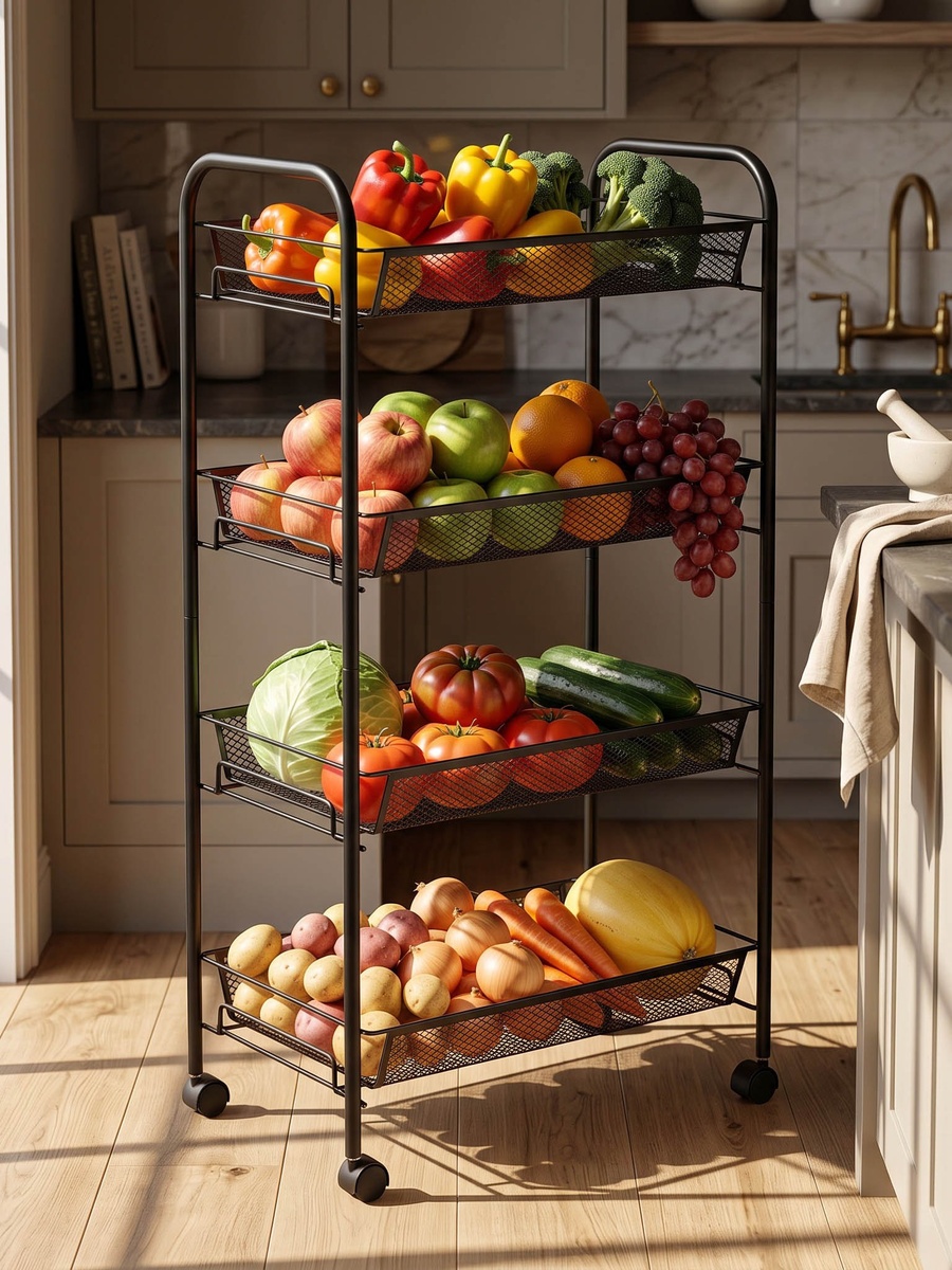 Covara 4-Tier Kitchen Trolley - 44x26x83 cm