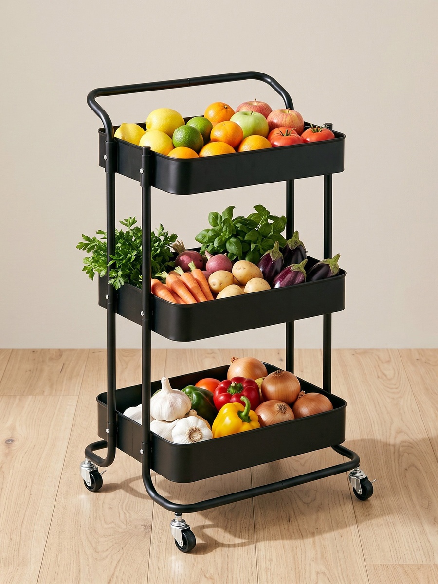 Covara 3-Tier Kitchen Trolley - 44x33x77 cm
