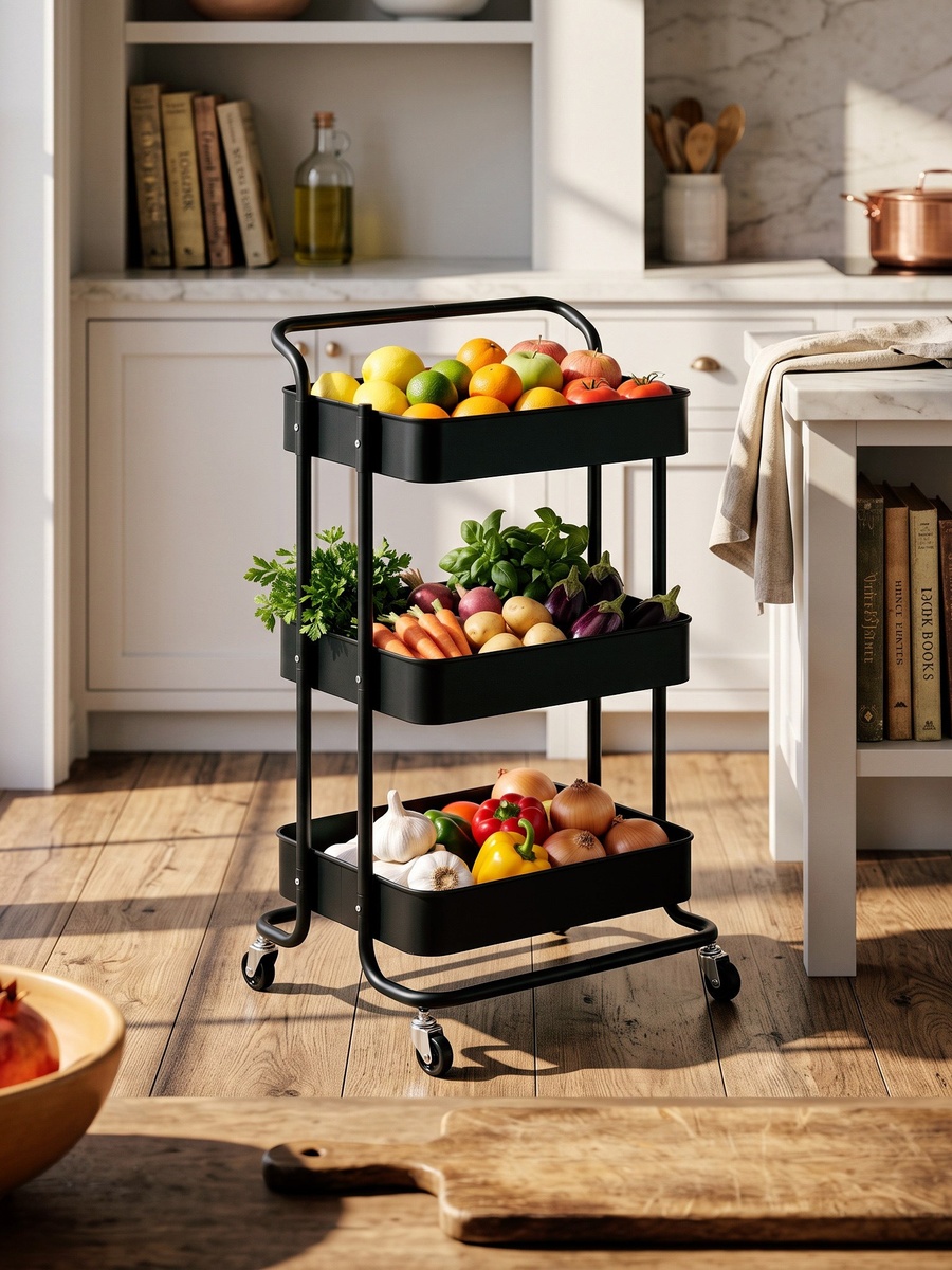 Covara 3-Tier Kitchen Trolley - 44x33x77 cm