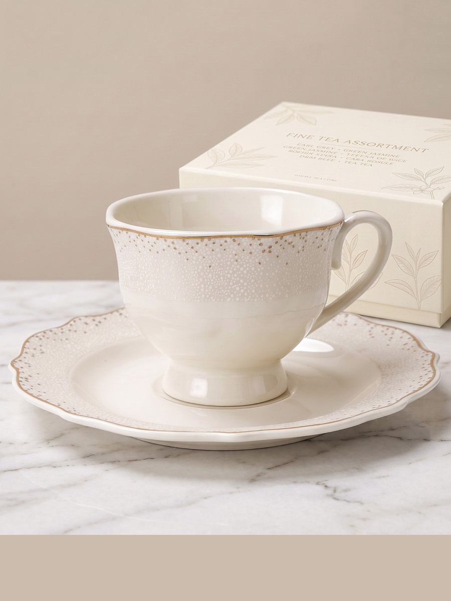 Lena New Bone China Tea Cup and Saucer Set - 220 ml