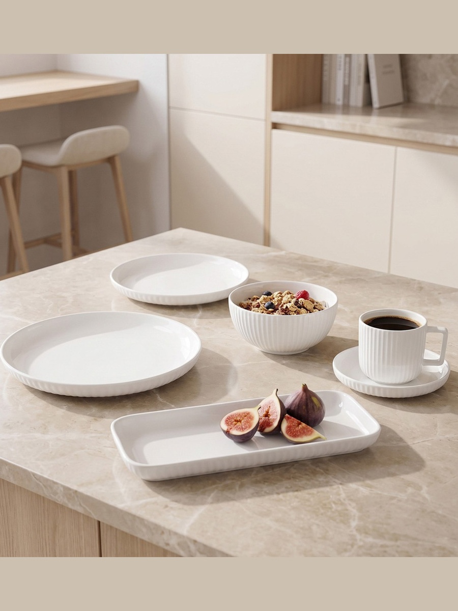 Luster 4-Piece Embossed Dinner Plate Set - 28 cm